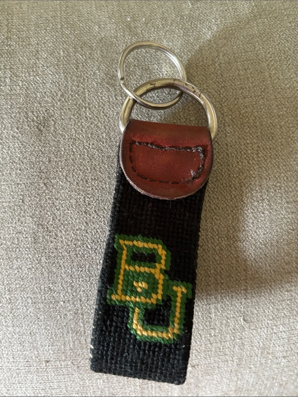Baylor Bears University Smathers & Branson Needlepoint Key Fob
